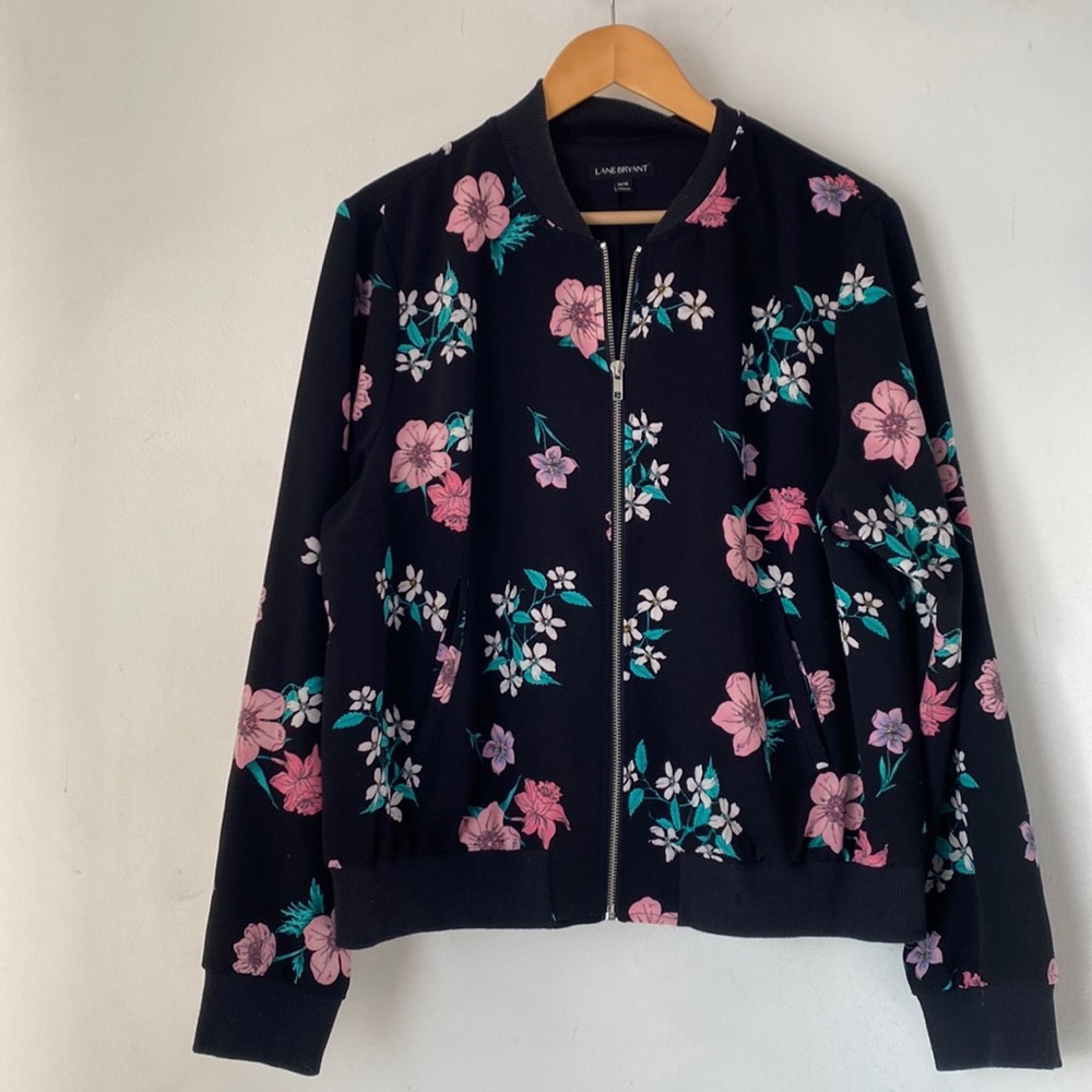 Lane Bryant 14/16 Floral Print Bomber Jacket